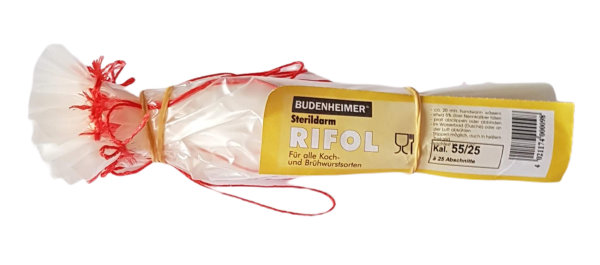 Sterildarm Budenheimer Rifol Kunstdarm Kaliber 55/25 ungestippt für Koch- und Brühwurst – 25 Stück